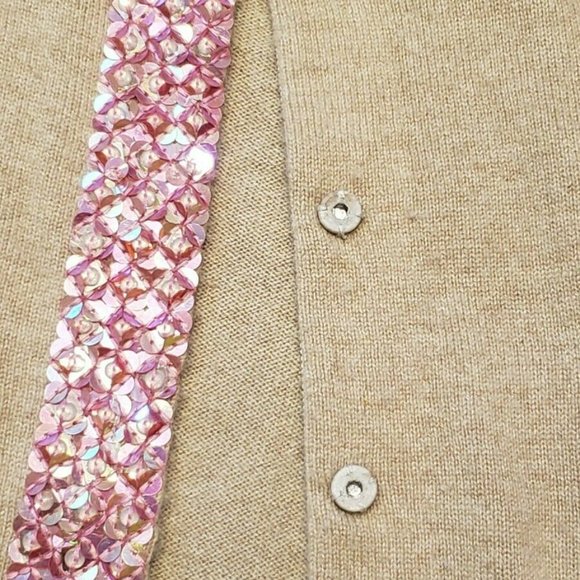 CREWCUTS 100% CASHMERE - TAN PINK CARDIGAN SIZE 10 - Picture 2 of 4